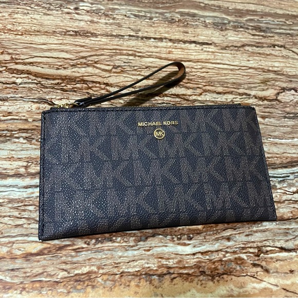 Michael Kors Wristlet Wallet Brown “MK” Monogram Logo - Picture 5 of 5
